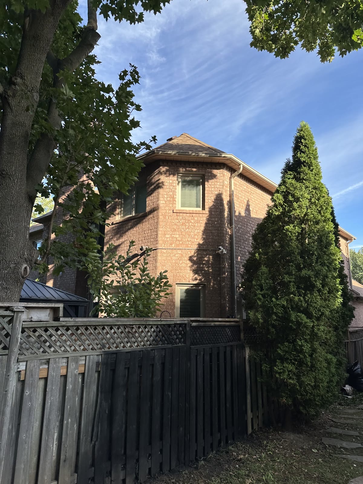 Pergola + privacy screen, Brampton backyard, full restoration